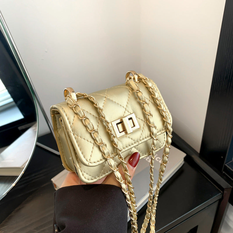 Fashionable Lock-Clasp Chain Crossbody Bag for Women - PU Leather All-Match Shoulder Bag