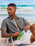 COOFANDY Men's Button Down Shirts Short Sleeve Casual Summer Beach Vacation Wedding Shirt with Pocket