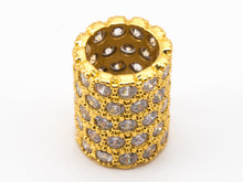 Load image into Gallery viewer, CZ Micro Pave European Big Hole 10x12mm Tube/Cylinder Beads, Silver/Gold/Rose Gold/Black Tone, 10x12mm, SKU#N40