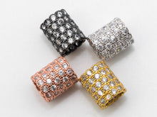 Load image into Gallery viewer, CZ Micro Pave European Big Hole 10x12mm Tube/Cylinder Beads, Silver/Gold/Rose Gold/Black Tone, 10x12mm, SKU#N40