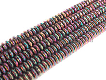 Load image into Gallery viewer, NEW Titanium Red Green Multicolor Hematite, Rondelle Faceted 6mm/8mm/10mm, Natural Hematite beads, 15.5 Full Strand, S127