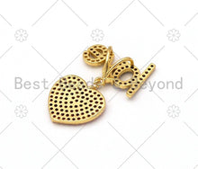 Load image into Gallery viewer, Colorful CZ Micro Pave Love Word With Fuchsia CZ Heart Shape Pendant,18K Gold Filled Love Charm,Necklace Bracelet Pendant,19x28mm,Sku#LK398