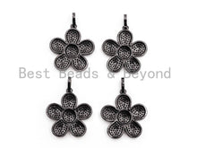 Load image into Gallery viewer, Black CZ Pave On Black Micro Pave Daisy Flower Charm Beads, Cubic Zirconia Paved Flower Charm,24x26mm, sku#F397/F348