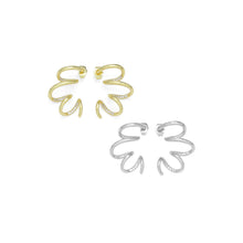 Load image into Gallery viewer, Clear CZ Gold Silver Spiral Swirl Earrings, Sku#A259