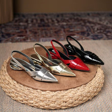 Load image into Gallery viewer, Women's Patent Leather Cutout High-Heel Sandals - Pointed Toe Slip-On Heels