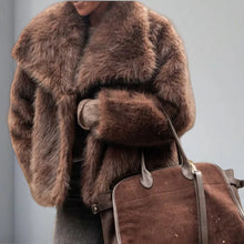 Load image into Gallery viewer, Women's Pure Color Versatile Faux Fur Collar Long Sleeve Coat Plus Size Outerwear