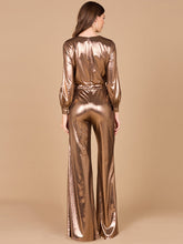 Load image into Gallery viewer, Metallic Shimmer Jumpsuit with Pockets - OUTLET