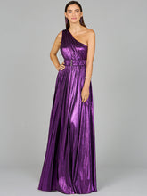 Load image into Gallery viewer, One Shoulder Metallic Dress - OUTLET