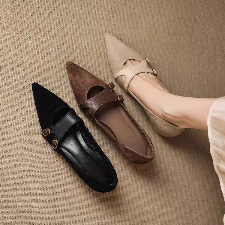French Vintage Pointed-Toe Flats