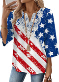 WIHOLL 3/4 Length Sleeve Womens Tops Boho V Neck Lace Shirt Trendy Blouses Dressy Casual Vacation Clothes S-3XL