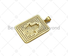 Load image into Gallery viewer, CZ Micro Pave Hamsa Hand On Rectangle Shape Pendant/Charm,Cubic Zirconia Medallion Charm, Necklace Bracelet Charm Pendant,18x28mm, Sku#LK219