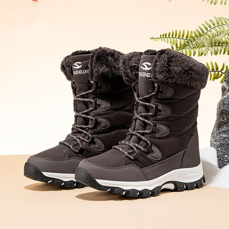 Women's Faux Fur Winter Snow Boots - Warm Mid-Height Soft Sole Casual Boots