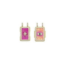 Load image into Gallery viewer, Clear CZ Fuchsia Orange North Star Evil Eye On Rectangle Charm Pendant, Sku#FH240