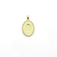 Load image into Gallery viewer, Clear CZ Gold Oval Pearl Virgin Mary Shape Charm, Sku#LX241