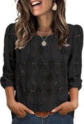 Sampeel Women Blouses Dressy Casual 3/4 Length Sleeve Tops Eyelet Lace Spring Summer Shirts Beach Vacation Clothes