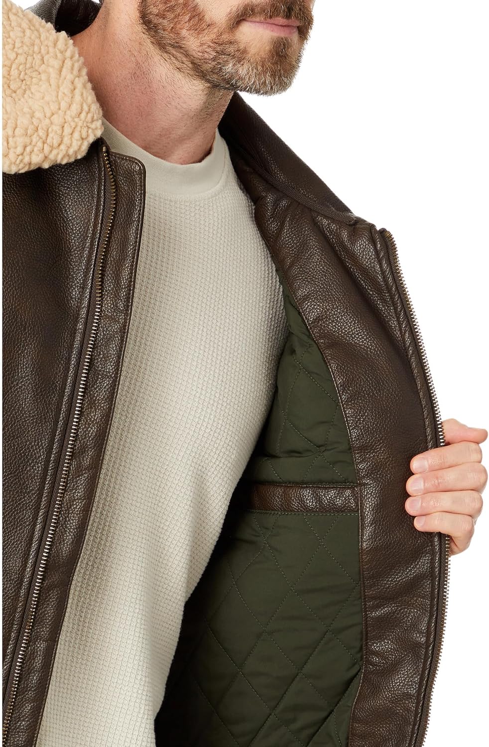Levi's Men's Faux Leather Aviator Bomber Jacket With Sherpa Collar