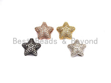 Load image into Gallery viewer, CZ Micro Pave Five Point Puffy Star Spacer Beads, sku#C105
