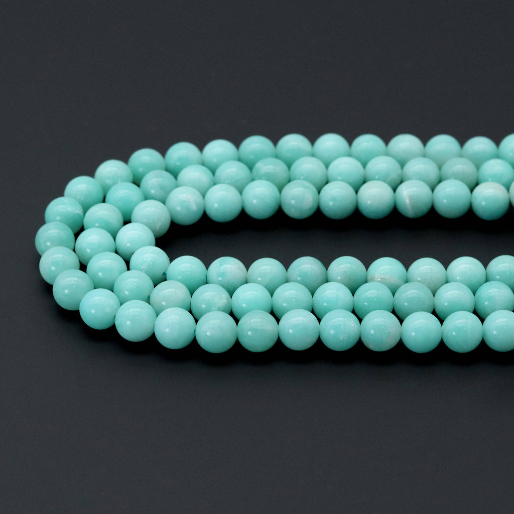 Genuine Amazonite Round Smooth Beads, Sku#U1777
