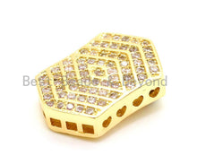 Load image into Gallery viewer, CZ Micro Pave Irregular Hexagon Tassel Head Beads, Cubic Zirconia Spacer Beads, Separator beads, 22x15x5mm, sku#G150