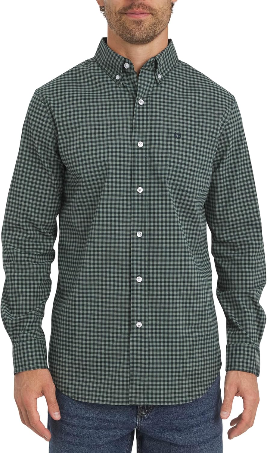 Chaps Men's Classic Fit Long Sleeve Button Down Stretch Poplin Casual Shirt