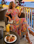 ZESICA Womens 2026 Summer Boho Floral Ruffle Maxi Dress