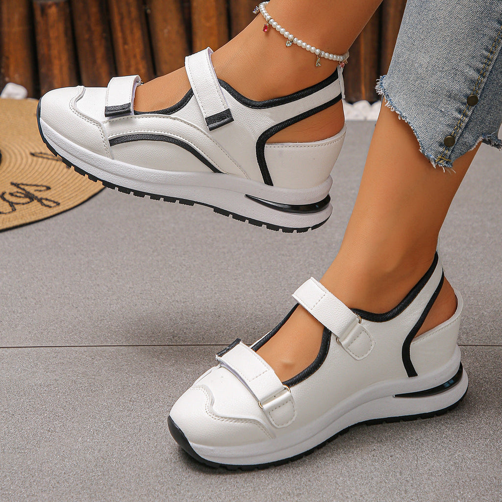 Women's Plus Size Color-Block Wedge Casual Shoes | Round Toe Breathable Mesh Flats
