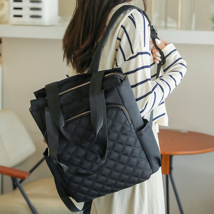 Diamond-Pattern Embroidered Backpack for Women | Dual-Handle Oxford Cloth Backpack | Sarah Express