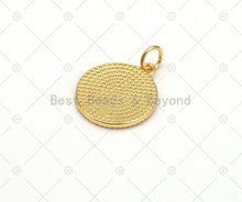 Load image into Gallery viewer, Gold Good Luck Word On Black/White Enamel Round Coin Pendant, 18K Gold Filled Enamel Charm, Necklace Bracelet charm, 17x15mm,Sku#LK458
