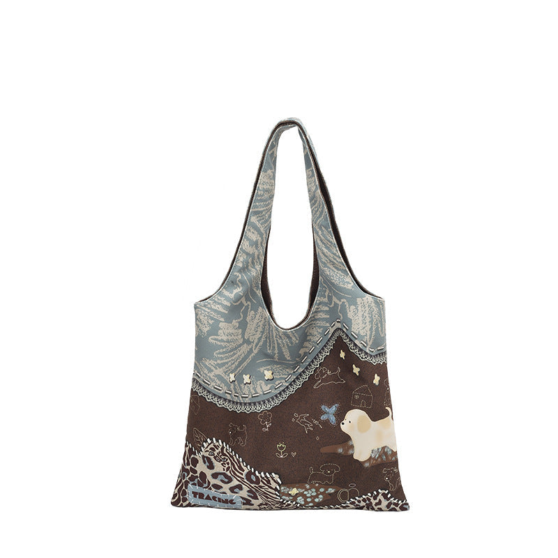 Leopard Print Canvas Commuter Bag