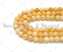 Load image into Gallery viewer, Quality Genuine Yellow Jade Round Smooth Beads, 6mm/8mm/10mm/12mm Natural Yellow Jade Beads, 15.5'' Full Strand, Sku#U1166