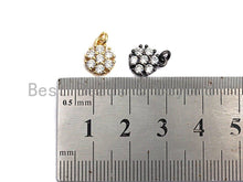 Load image into Gallery viewer, CZ Micro Pave Round Coin Shaped Flower Pendant/Charm, Cubic Zirconia Pendant Charm,9x11mm,sku#F916