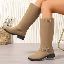 Load image into Gallery viewer, Women's Round Toe Block Heel Ankle Boots | Mid Heel Suede Zipper Boots