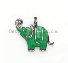 Load image into Gallery viewer, NEW Enamel Colorful Elephant Pendant,CZ Micro Pave Oil Drop Elephant pendant,Enamel pendant,Enamel Jewelry,33x41mm,sku#F569