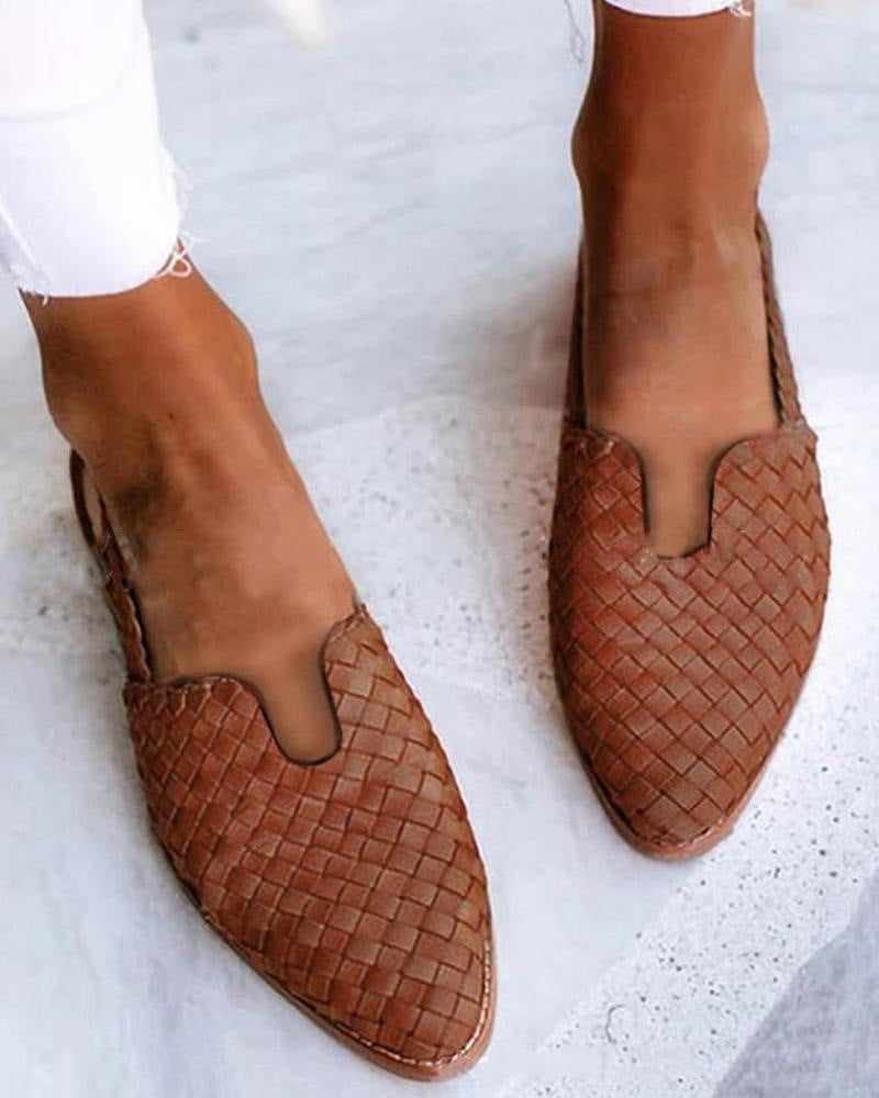 Women's Plus Size Pointed Toe Slip-On Sandals | Knit Upper Low Heel