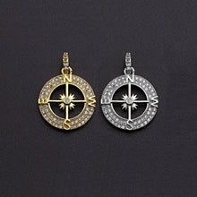 Load image into Gallery viewer, Clear CZ Micro Pave Hollow out Compass Pendant/Charm,Round C