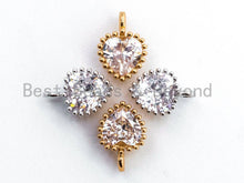 Load image into Gallery viewer, Small Micro Pave Heart Shaped Pendant with Big Clear CZ, Cubic Zirconia Pendant Charm,Gold/Silver, 7x10mm, sku#B80