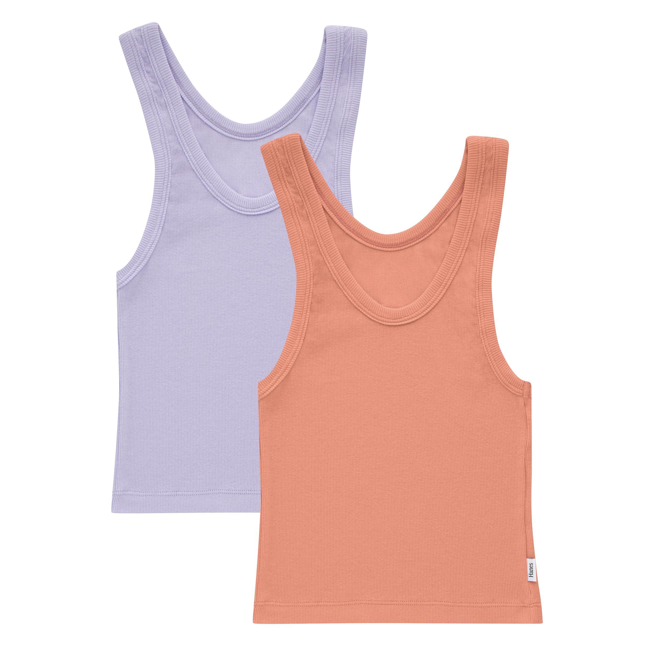 Hanes Women's Originals Rib Crop Tank Top 2-Pack, Comfywear Stretch Cotton Cropped Top