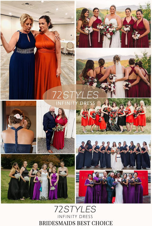 72styles Maxi Infinity Dress for Bridesmaids, Convertible Multi-Way Wrap