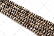 Load image into Gallery viewer, Quality DZI Brown Cream White Agate Beads, Rondelle with One line Tibetan Agate Beads, 8x12mm/12x16mm Agate,15'' Full Strand, SKU#U1181
