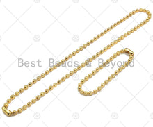 Load image into Gallery viewer, Star Patten Shinny Gold 4mm ball Beads Necklace Bracelet with Lock, Gold Ball beads Necklace, Ball beads Bracelet Necklace set, sku#LD75