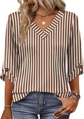OFEEFAN 3/4 Length Sleeve Womens Tops Dressy Casual Blouses V Neck T Shirts Summer Tops Spring Outfits Loose Fit