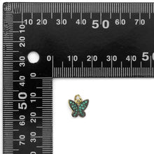Load image into Gallery viewer, Colorful CZ Gold Butterfly Charm, Sku#LD418