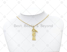 Load image into Gallery viewer, CZ Micro Pave Death Shape Pendant, 18K Gold Filled Grim Reaper Charm, Necklace Bracelet Charm Pendant, Sku#JL68
