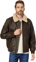 Levi's Men's Faux Leather Aviator Bomber Jacket With Sherpa Collar