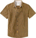 Dubinik® Mens Short Sleeve Button Down Shirts 100% Cotton Plaid Men's Casual Button-Down Shirts with Pocket