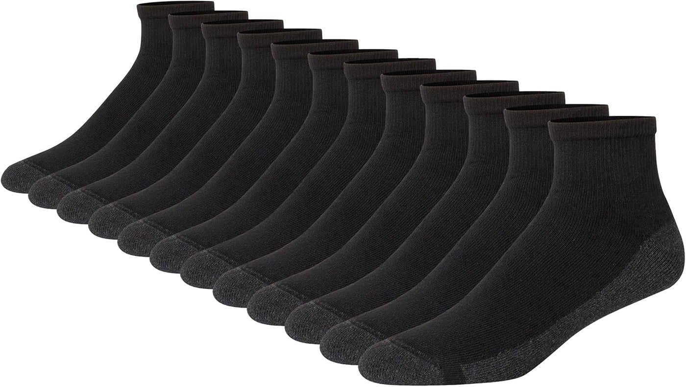 Hanes Men's Crew Socks Pack, 8 Pairs, Max Cushion Moisture-wicking Ankle Socks for Men, Cushioned Ankle Length