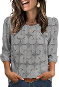Sampeel Women Blouses Dressy Casual 3/4 Length Sleeve Tops Eyelet Lace Spring Summer Shirts Beach Vacation Clothes