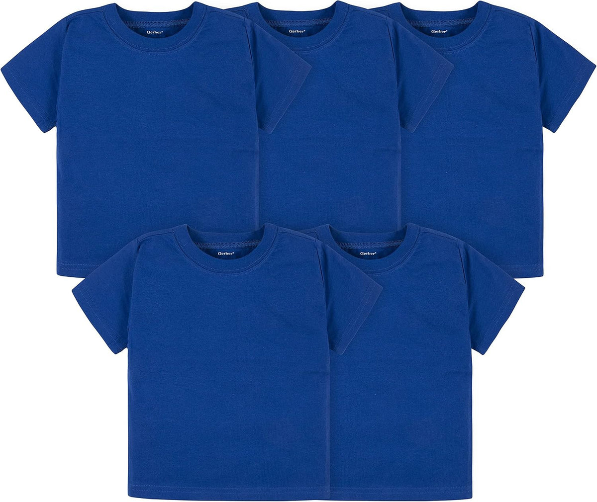 Gerber Baby & Toddler 5-Pack Solid Short Sleeve T-Shirts Jersey 160 GSM