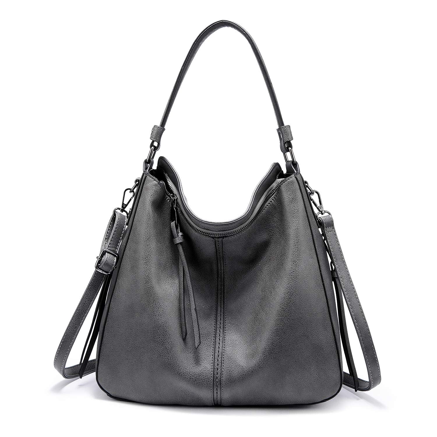 Realer Hobo Crossbody Bags for Women Designer Faux Leather Hobo Handbags Retro Large Size Shoulder Bag Bucket Purse