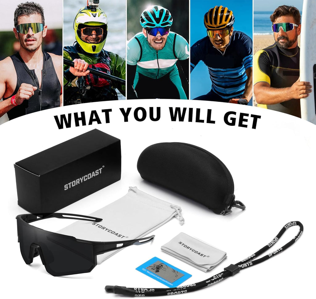 STORYCOAST Polarized Sports Sunglasses for Men Women,Driving Fishing Cycling Mountain Bike Sunglasses UV400 Protection